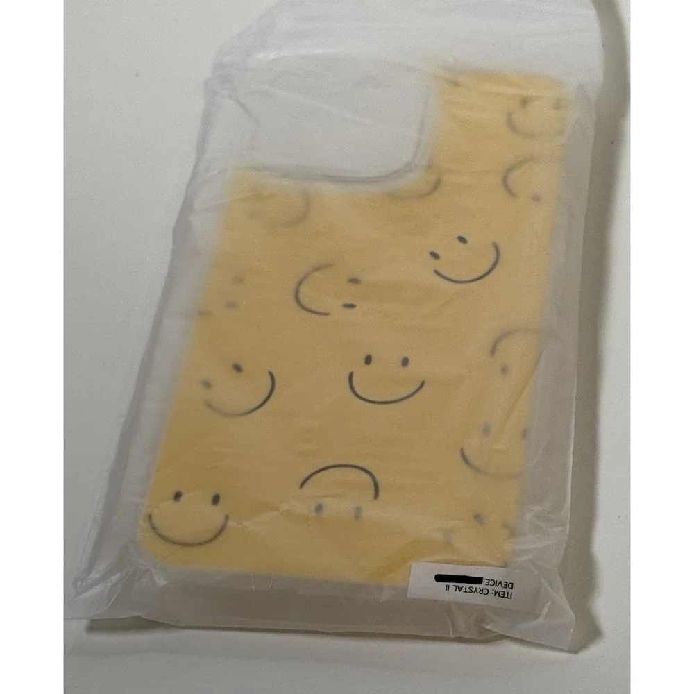 Yellow Happy Face Clear Hybrid Phone Case iPhone 13 Pro Max Crystal II‎ 81-03
